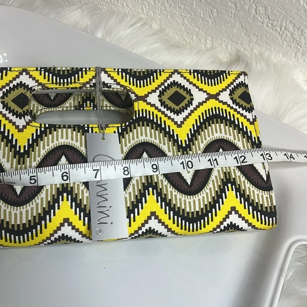 Yellow and Brown Patterned Clutch - Picture 7 of 9